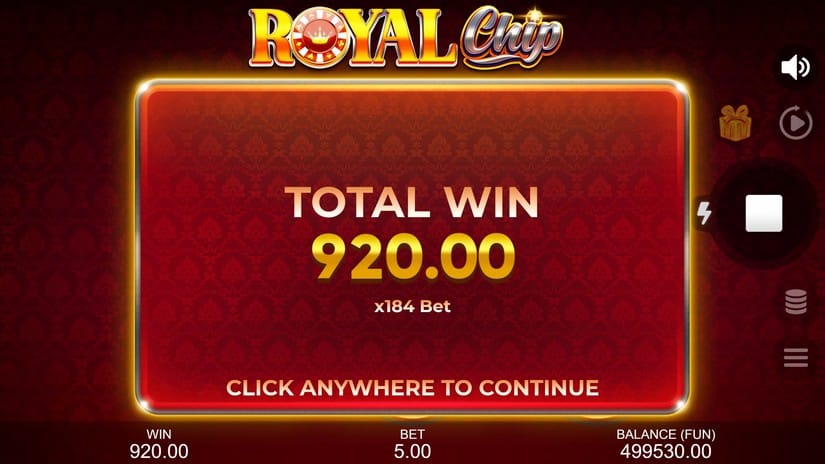 Screenshot videoslot slotmachine Royal Chip