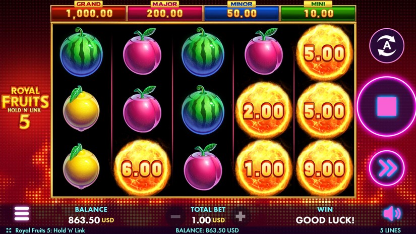 Screenshot videoslot slotmachine Royal Fruits 5