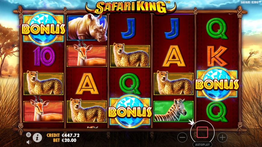 Screenshot videoslot slotmachine Safari King