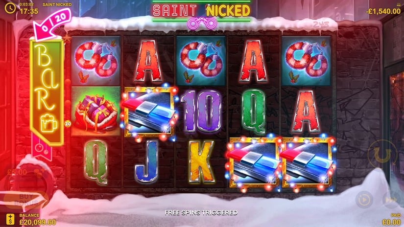 Screenshot videoslot slotmachine Saint Nicked