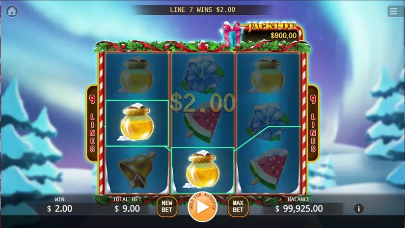 Screenshot videoslot slotmachine Santa Bumble Bee