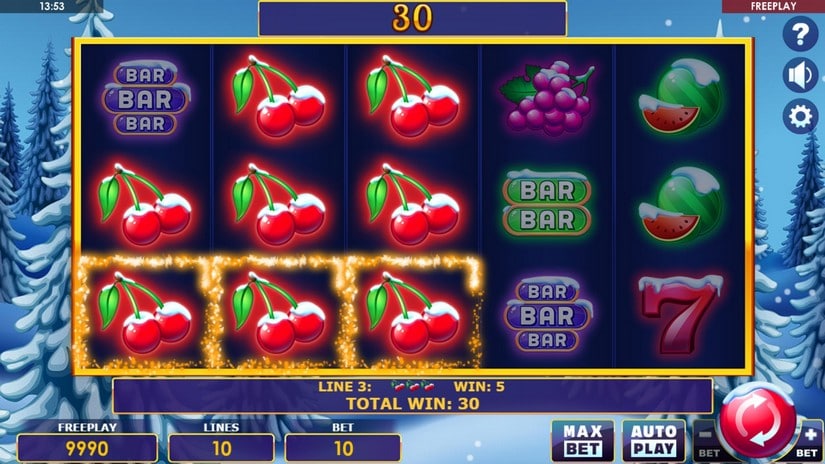 Screenshot videoslot slotmachine Santas Fruits