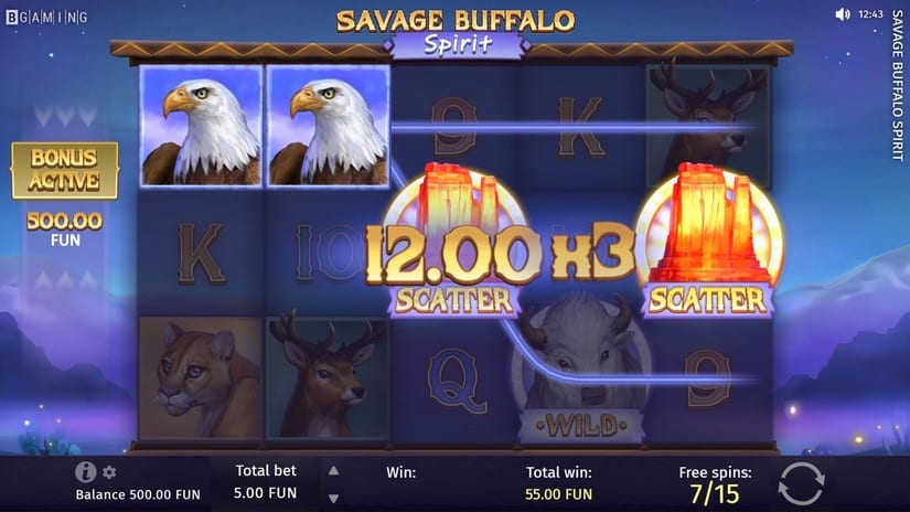 Screenshot videoslot slotmachine Savage Buffalo Spirit