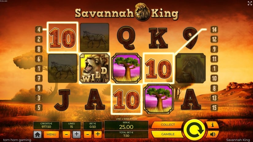 Screenshot videoslot slotmachine Savannah King