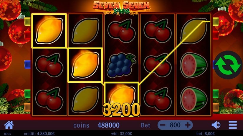 Screenshot videoslot slotmachine Seven Seven Xmas