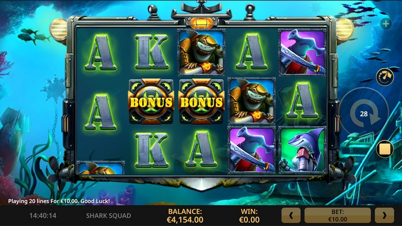 Screenshot videoslot slotmachine Shark Squad