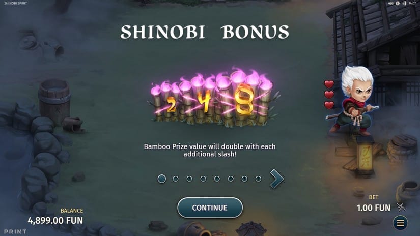 Screenshot videoslot slotmachine Shinobi Spirit