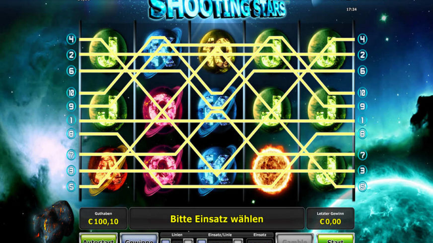 Screenshot videoslot slotmachine Shooting Stars