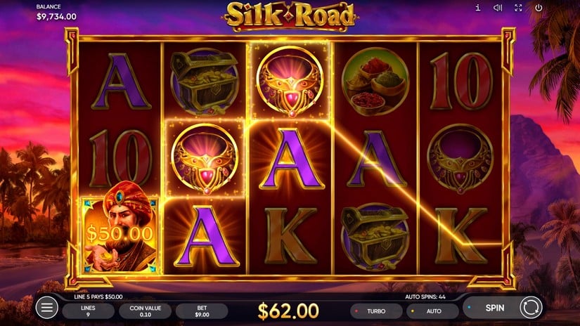 Screenshot videoslot slotmachine Silk Road