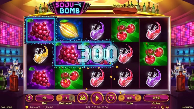 Screenshot videoslot slotmachine Soju Bomb