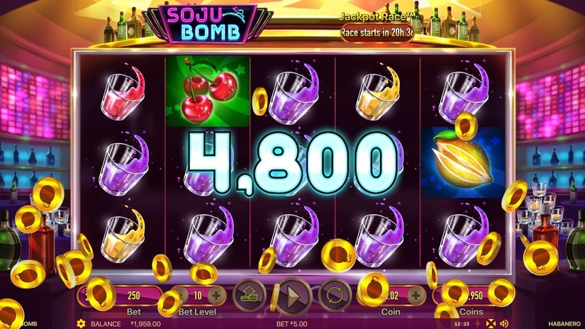 Screenshot videoslot slotmachine Soju Bomb