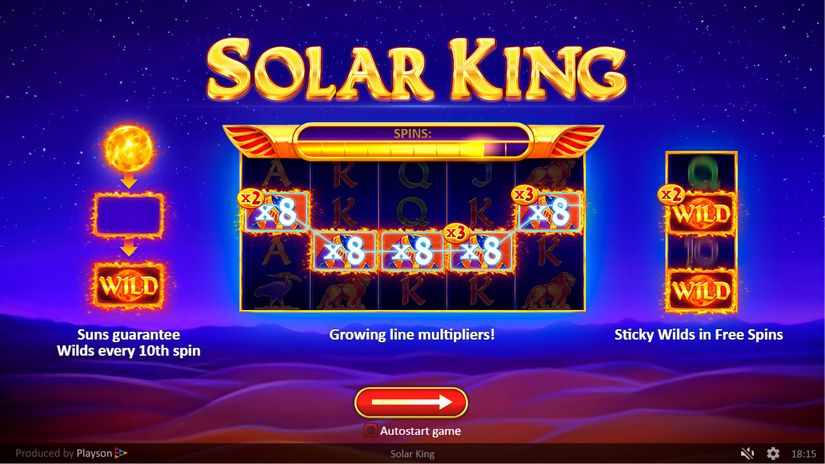 Screenshot videoslot slotmachine Solar King