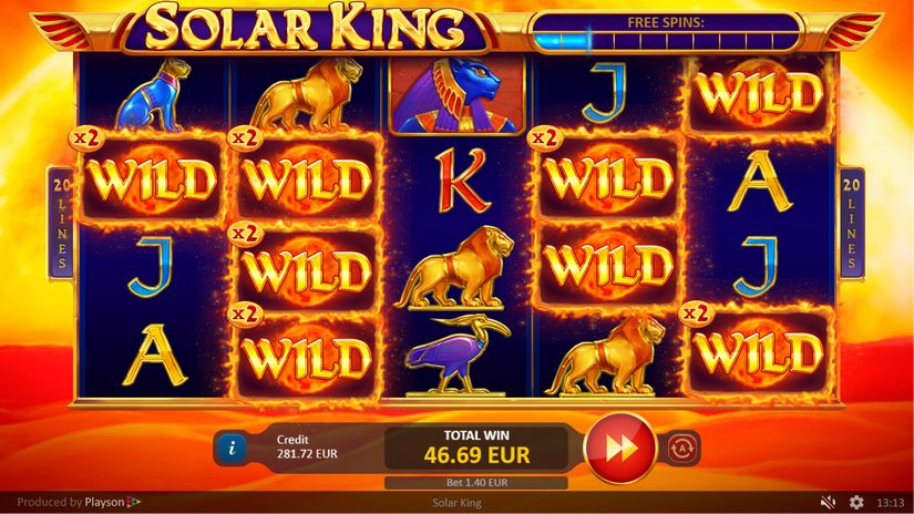 Screenshot videoslot slotmachine Solar King