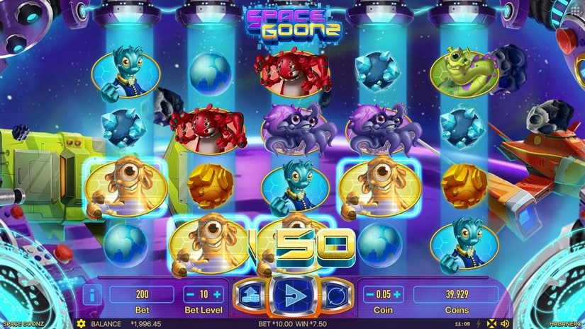 Screenshot videoslot slotmachine Space Goonz