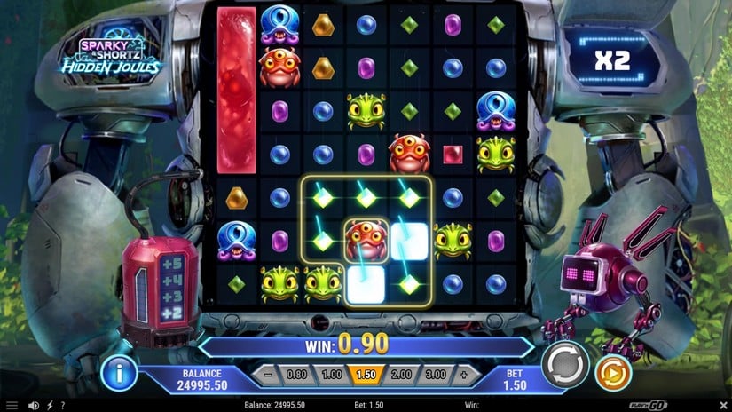 Screenshot videoslot slotmachine Sparky and Shortz Hidden Joules