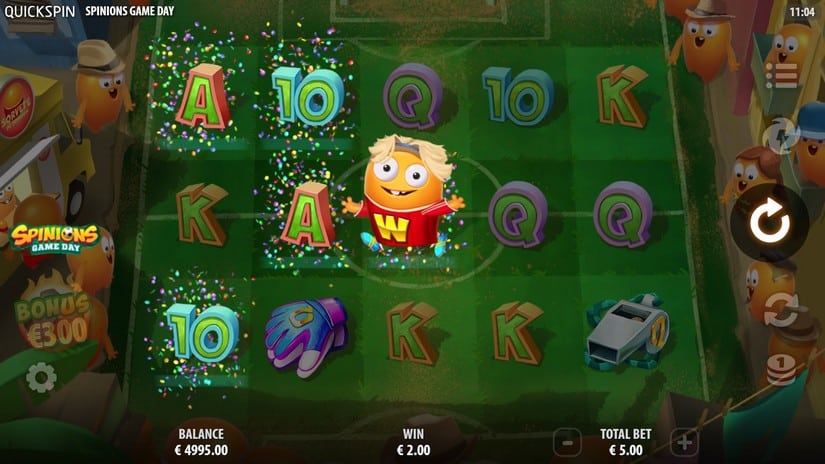 Screenshot videoslot slotmachine Spinions Game Day