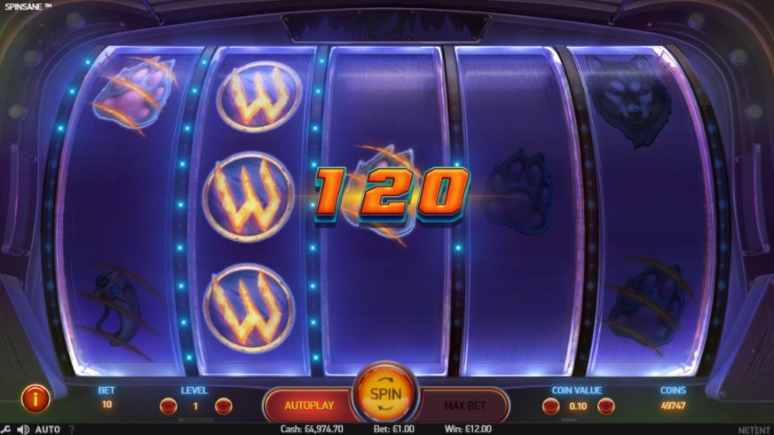 Screenshot videoslot slotmachine Spinsane