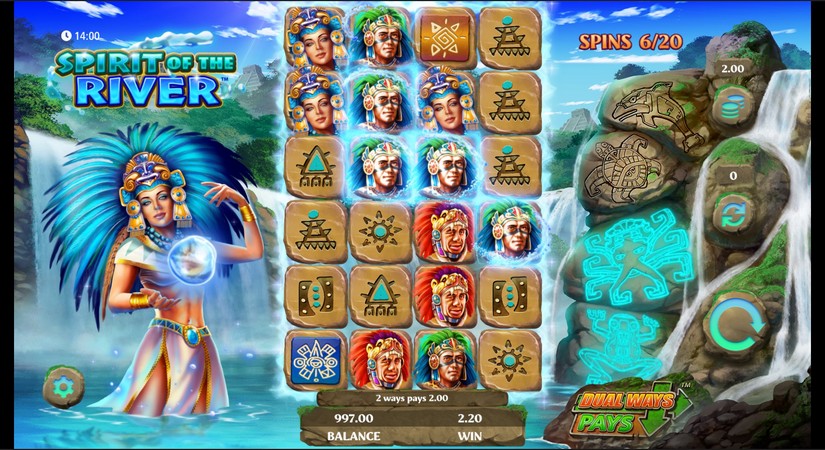 Screenshot videoslot slotmachine Spirit of the River