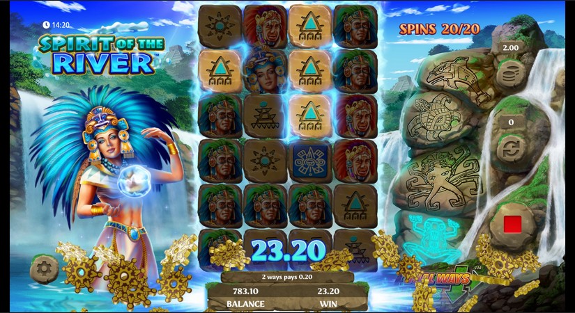 Screenshot videoslot slotmachine Spirit of the River