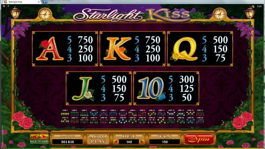 Screenshot videoslot slotmachine Starlight Kiss