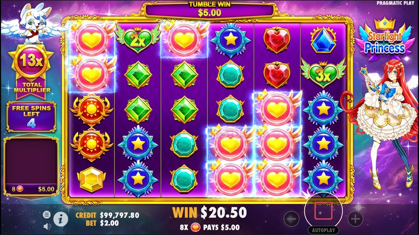 Screenshot videoslot slotmachine Starlight Princess