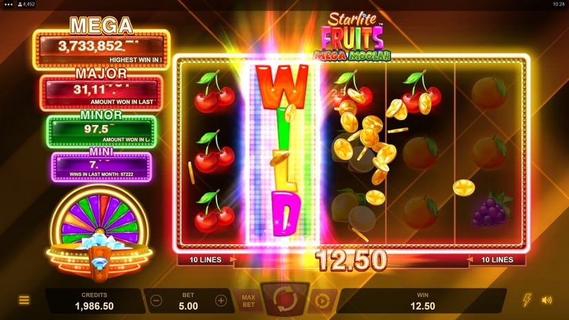 Screenshot videoslot slotmachine Starlite Fruits Mega Moolah