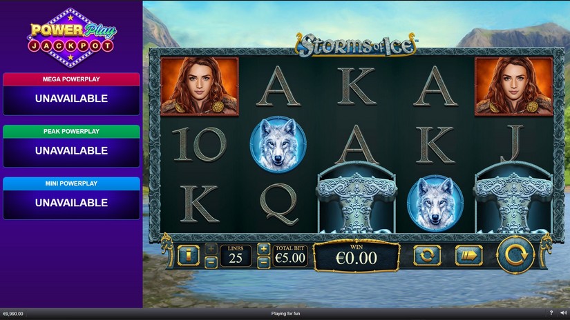 Screenshot videoslot slotmachine Storms of Ice Power Play Jackpot