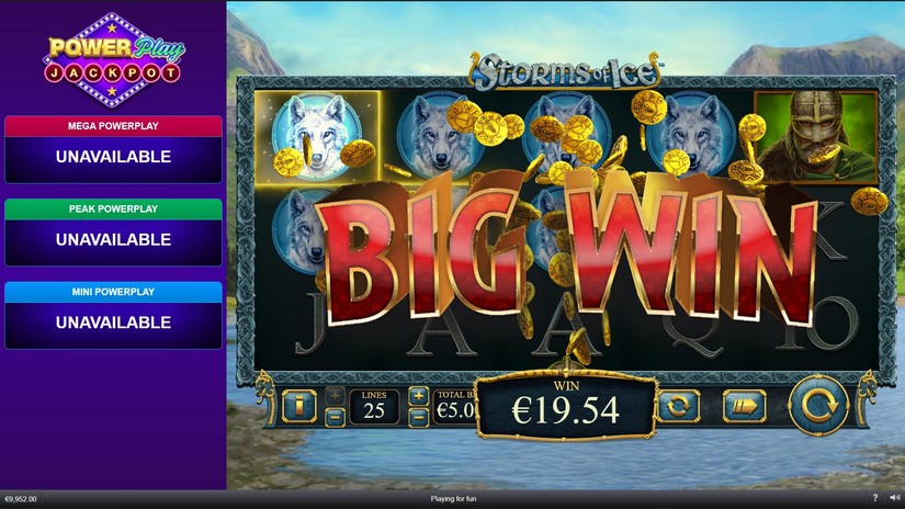 Screenshot videoslot slotmachine Storms of Ice Power Play Jackpot