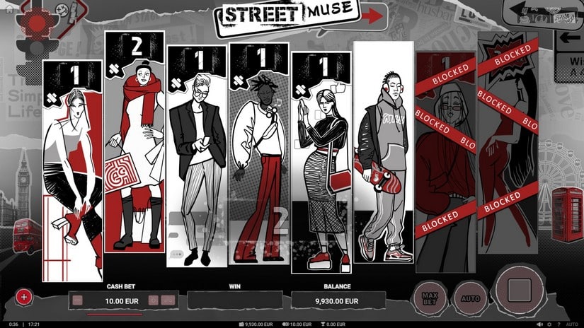 Screenshot videoslot slotmachine Street Muse