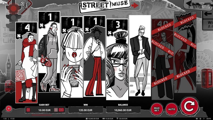 Screenshot videoslot slotmachine Street Muse