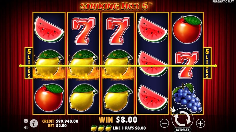 Screenshot videoslot slotmachine Striking Hot 5