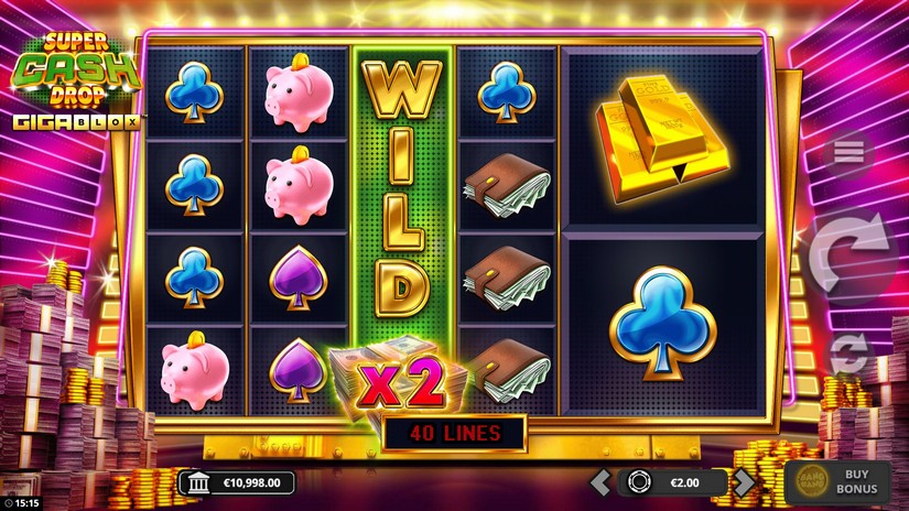 Screenshot videoslot slotmachine Super Cash Drop Gigablox