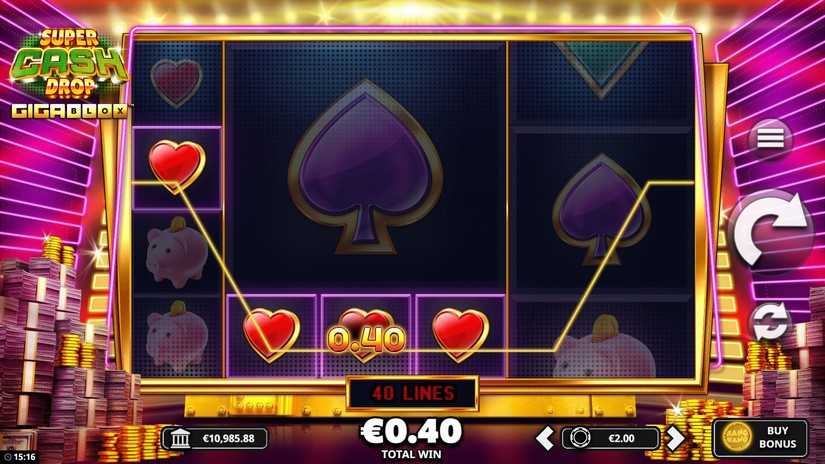 Screenshot videoslot slotmachine Super Cash Drop Gigablox