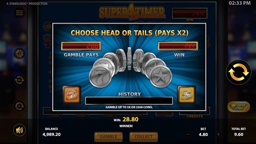 Screenshot videoslot slotmachine Super4Timer