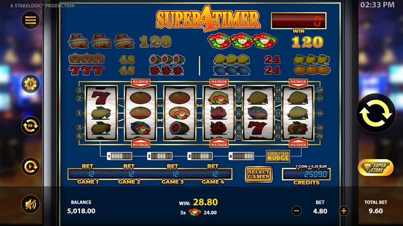 Screenshot videoslot slotmachine Super4Timer