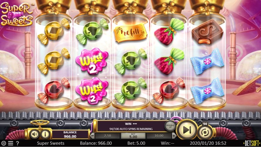 Screenshot videoslot slotmachine Super Sweets