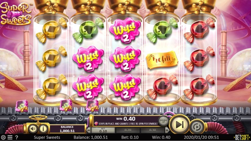 Screenshot videoslot slotmachine Super Sweets