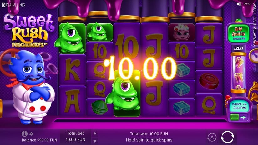 Screenshot videoslot slotmachine Sweet Rush MEGAWAYS