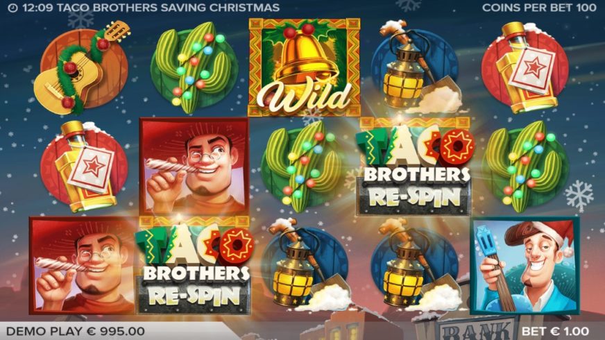 Screenshot videoslot slotmachine Taco Brothers Saving Christmas