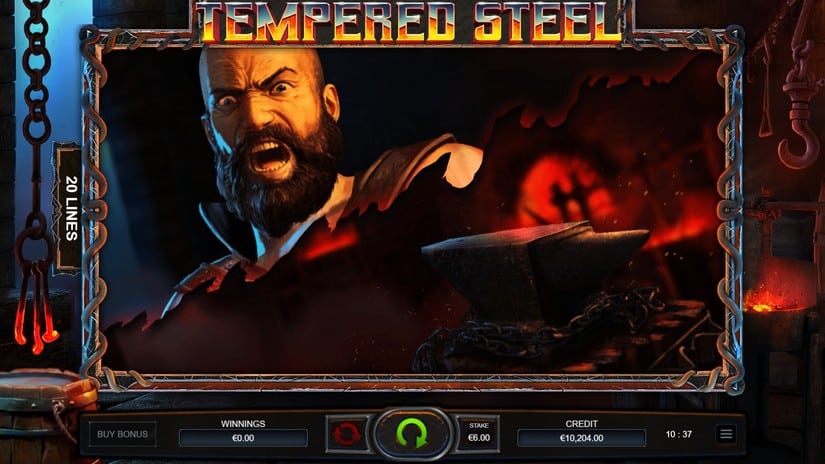 Screenshot videoslot slotmachine Tempered Steel