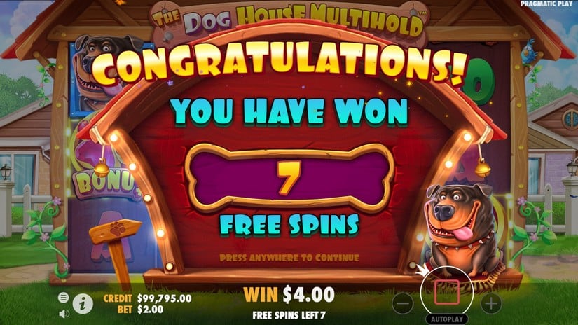 Screenshot videoslot slotmachine The Dog House Multihold