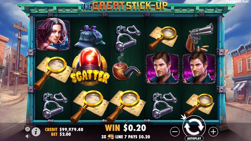 Screenshot videoslot slotmachine The Great Stick-Up