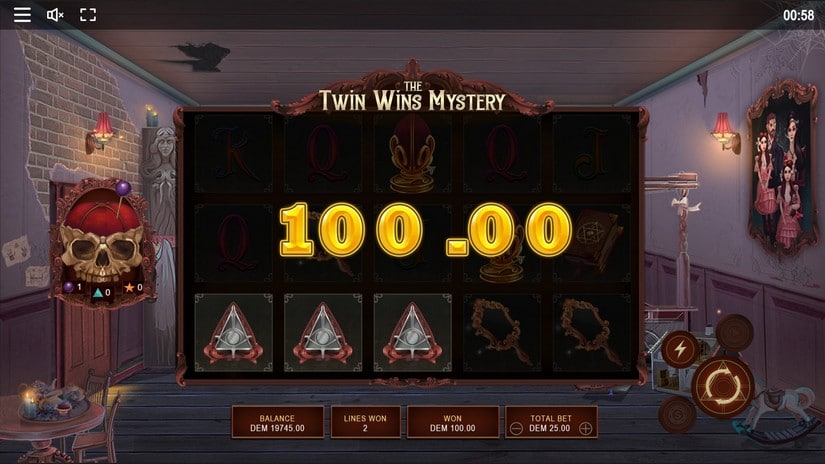 Screenshot videoslot slotmachine The Twin Wins Mystery