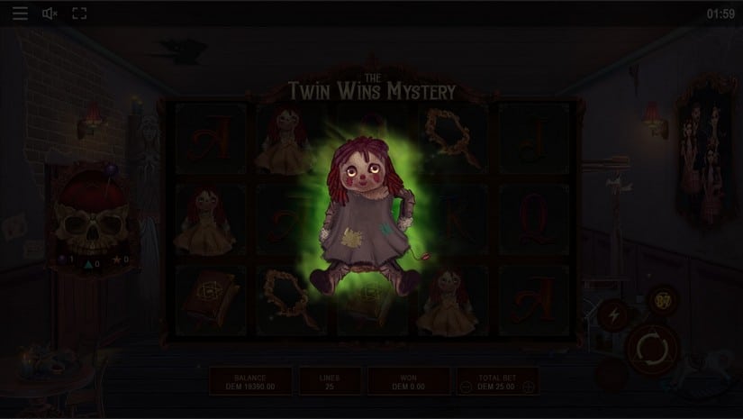 Screenshot videoslot slotmachine The Twin Wins Mystery