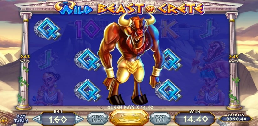 Screenshot videoslot slotmachine The Wild Beast of Crete