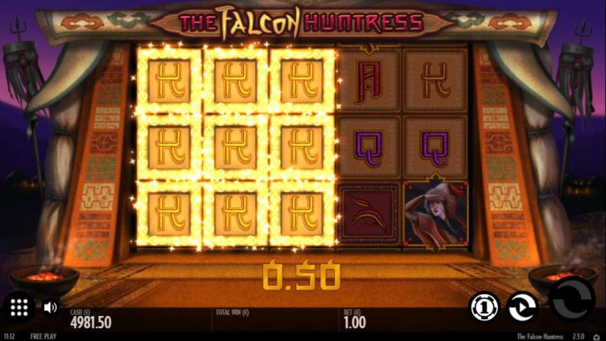 Screenshot videoslot slotmachine The Falcon Huntress