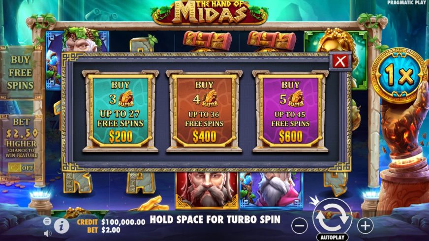 Screenshot videoslot slotmachine The Hand of Midas