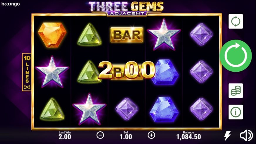 Screenshot videoslot slotmachine Three Gems