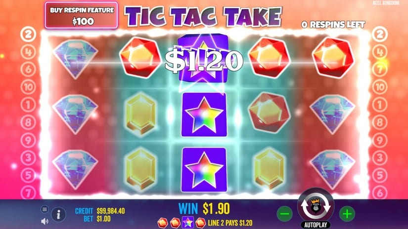 Screenshot videoslot slotmachine Tic Tac Take