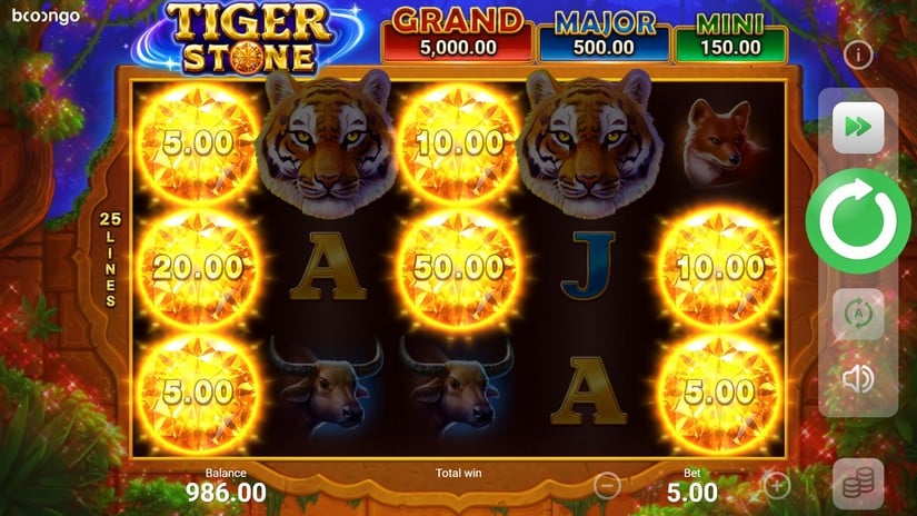 Screenshot videoslot slotmachine Tiger Stone: Hold and Win